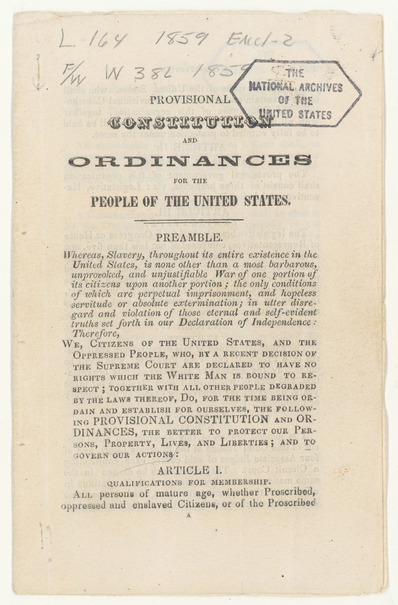 John Brown Constitution Cover Page