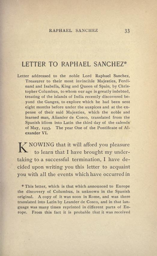 Columbus letter