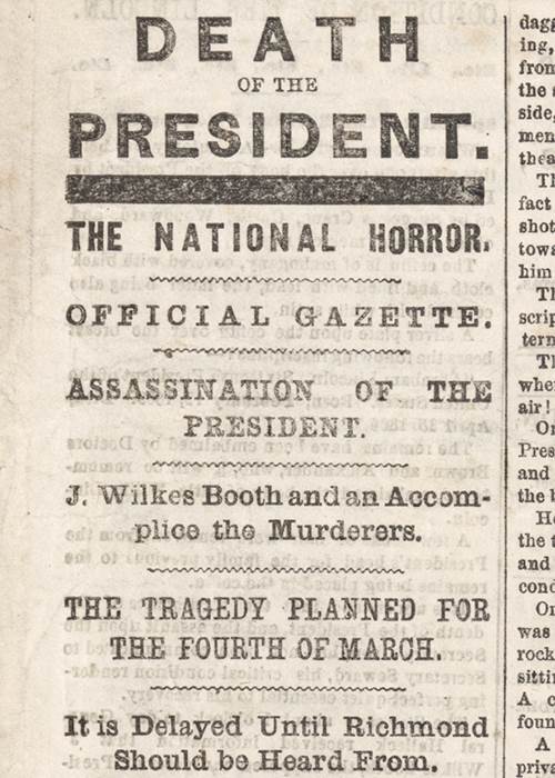 Lincoln Assassination Headline