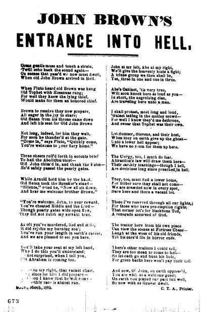 John Brown Entrance Into Hell Song