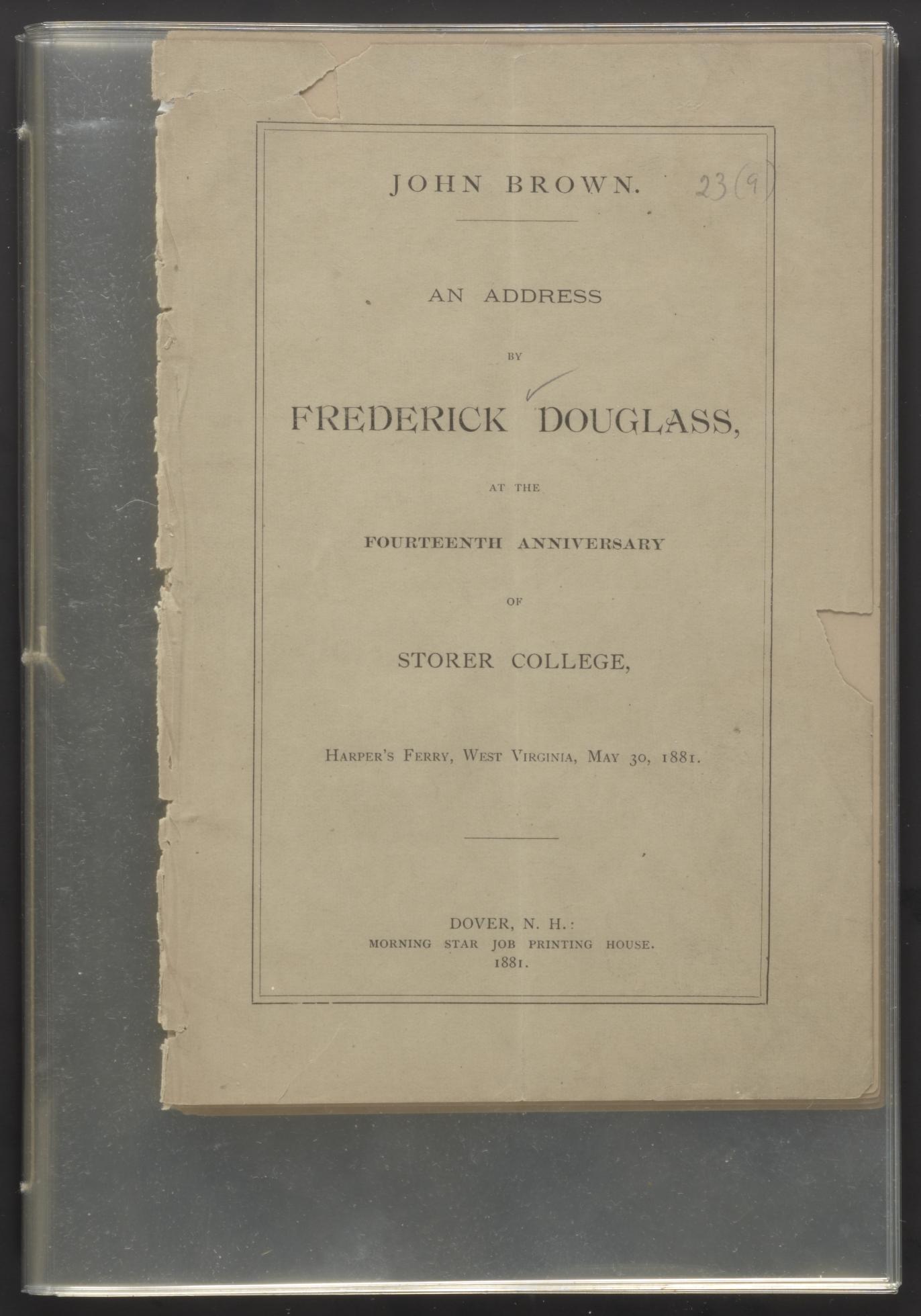 Frederick Douglass Address Cover Page
