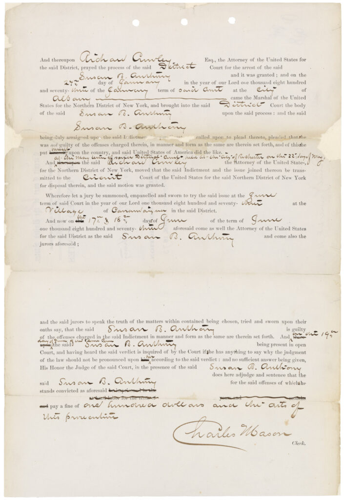 Susan B. Anthony Conviction Notice