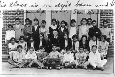 Class Photo at a Mexican-American School Featuring Future President Lyndon B. Johnson