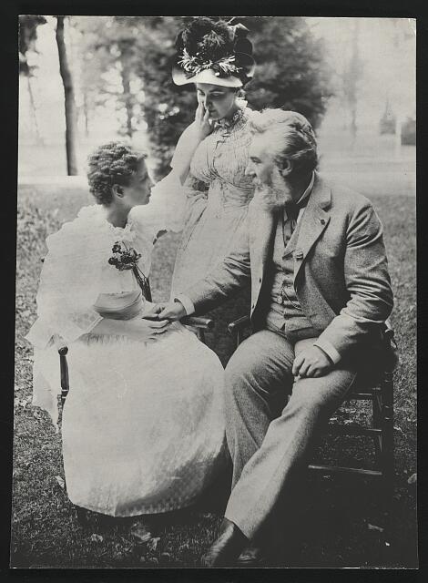 Alexander Graham Bell with Helen Keller and Annie Sullivan at the meeting of the American Association to Promote the Teaching of Speech to the Deaf, July 1894, in Chautauqua, N.Y