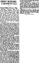 News Article: “Fierce Blizzard: 11 Deaths in U.S.A."