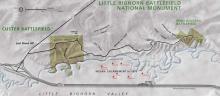 Park map of Little Bighorn Battlefield National Monument, Montana.