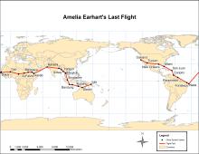 Earhart's flight started in Oakland, California and made it all the way to Darwin, Australia. She was only 3 stops away from returning to Oakland when she disappeared.