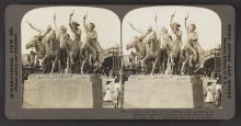 "Cowboys off the Trail" - statuary after painting by Frederic Remington, entrance to pike, World's Fair, St. Louis, Mo.
